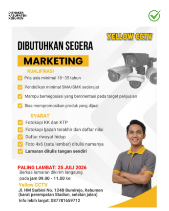 Lowongan Kerja Yellow CCTV (Marketing)