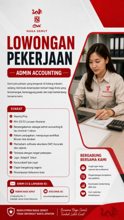 Lowongan Kerja PT Naga Semut (Admin Accounting)