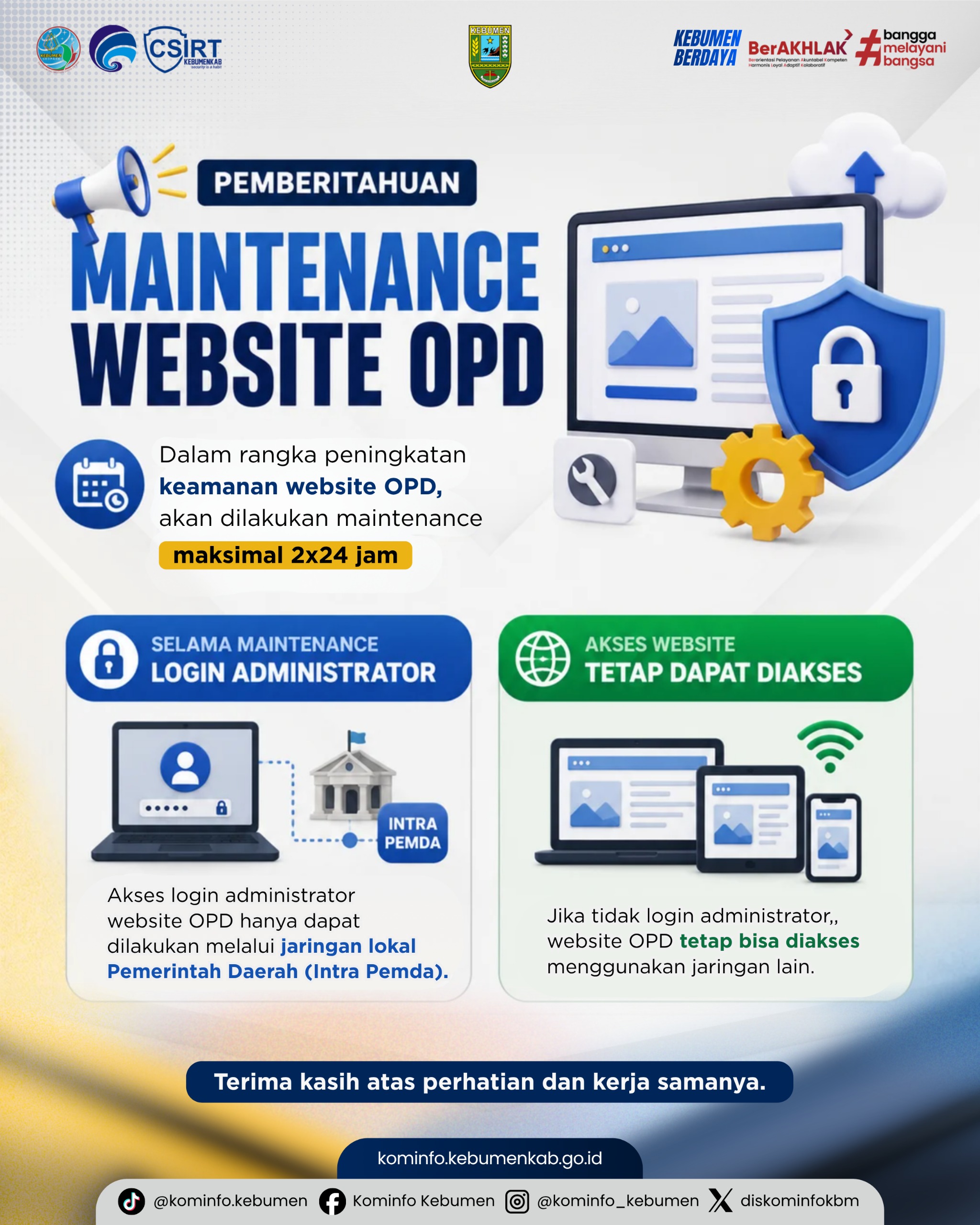 Pemkab Kebumen Tingkatkan Keamanan Website OPD melalui Pemeliharaan Sistem