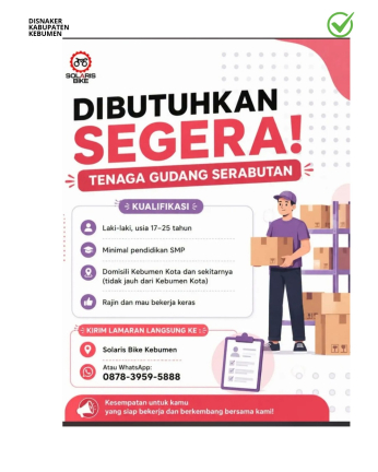 Lowongan Kerja Solaris Bike Kebumen (Tenaga Gudang Serabutan)