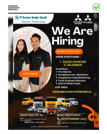 Lowongan Kerja PT Bumi Redja Abadi (Sales Counter dan Sales Surveyor)