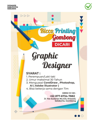 Lowongan Kerja Ricco Printing Gombong Kebumen (Posisi Graphic Designer)