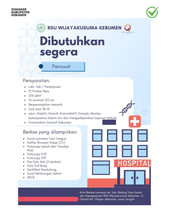Lowongan Kerja RSU Wijayakusuma Kebumen: Posisi Perawat