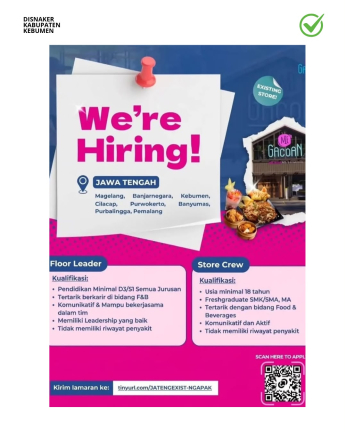 Lowongan Kerja Mie Gacoan Wilayah Jawa Tengah (Floor Leader & Store Crew)