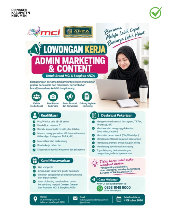 Lowongan Kerja Brand MCI & Songkok ANZA (Admin Marketing & Content)