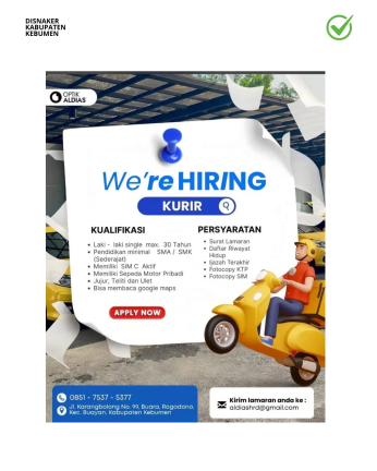 Lowongan Kerja Optik Aldias Kebumen (Posisi Kurir)