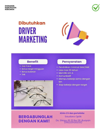 Lowongan Kerja Saudara Optik (Posisi Driver Marketing)