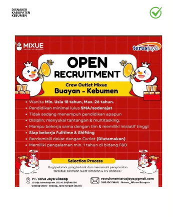Lowongan Kerja  Mixue Buayan (Crew Outlet)