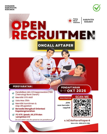 Lowongan Kerja PMI Kabupaten Kebumen Oncall Aftaper